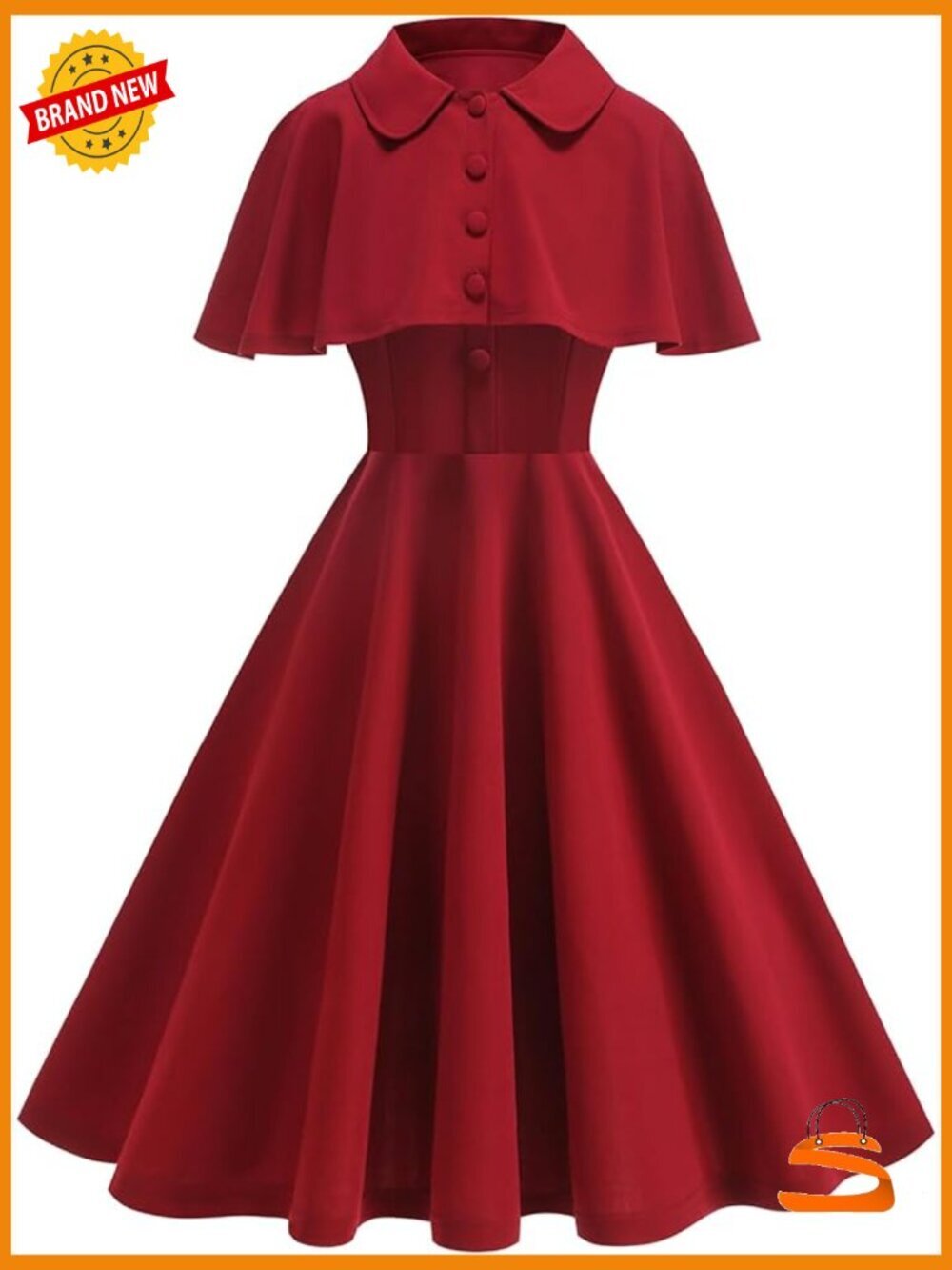 1950s Retro Cocktail Dress with Shrug Swing Style A-Line Midi